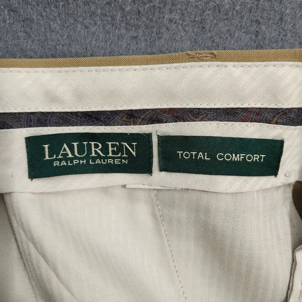 Lauren Ralph Lauren Men 40(41)X34 Tan Total Comfort Pleated Dress Pants